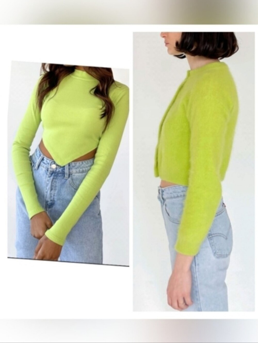 Blanc: Chic Lime Green Crop Top Sweater